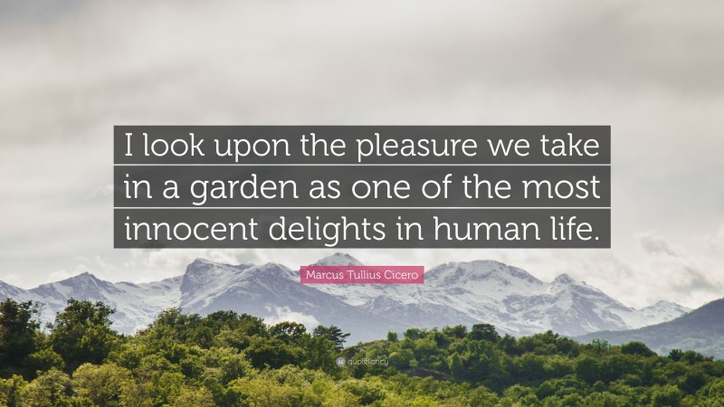 Marcus Tullius Cicero Quote: “I look upon the pleasure we take in a garden as one of the most innocent delights in human life.”