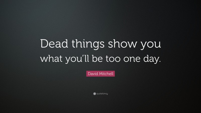 David Mitchell Quote: “Dead things show you what you’ll be too one day.”