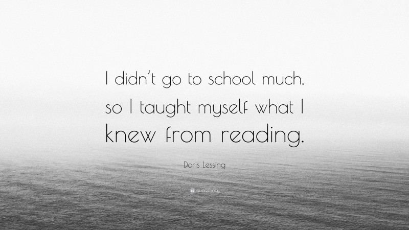 Doris Lessing Quote: “I didn’t go to school much, so I taught myself what I knew from reading.”