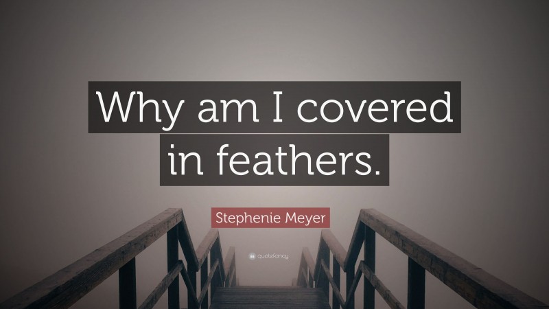 Stephenie Meyer Quote: “Why am I covered in feathers.”