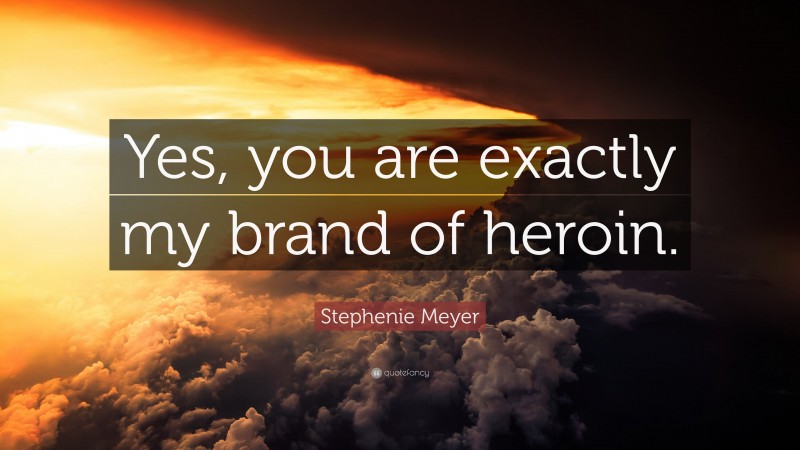 Stephenie Meyer Quote: “Yes, you are exactly my brand of heroin.”