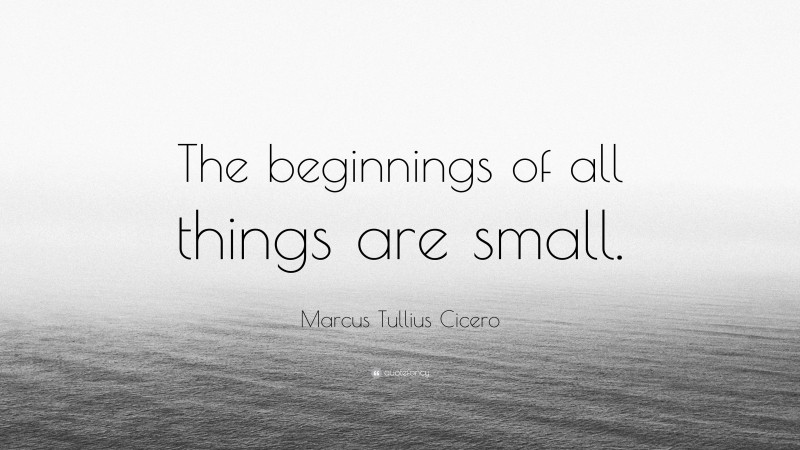 Marcus Tullius Cicero Quote: “The beginnings of all things are small.”