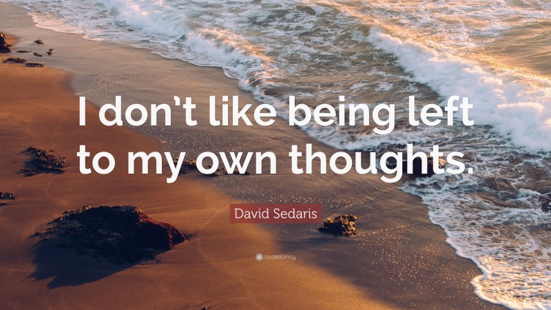 David Sedaris Quote: “I don’t like being left to my own thoughts.”