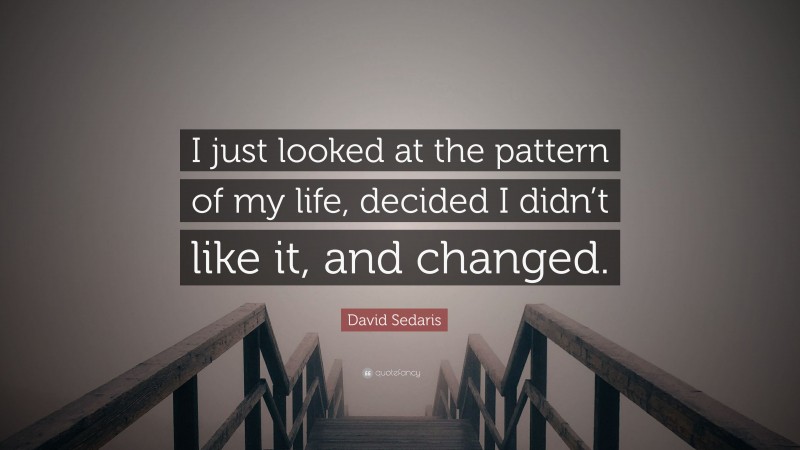 David Sedaris Quote: “I just looked at the pattern of my life, decided I didn’t like it, and changed.”