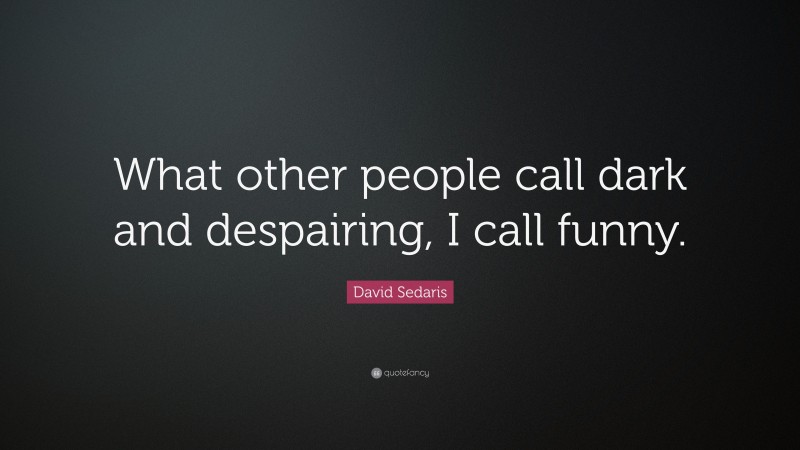 David Sedaris Quote: “What other people call dark and despairing, I call funny.”