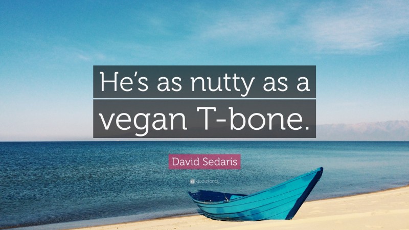 David Sedaris Quote: “He’s as nutty as a vegan T-bone.”