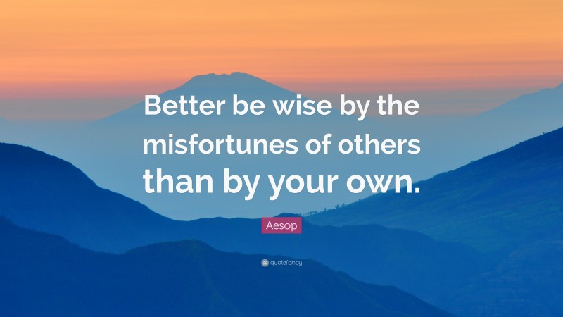 Aesop Quote: “Better be wise by the misfortunes of others than by your own.”