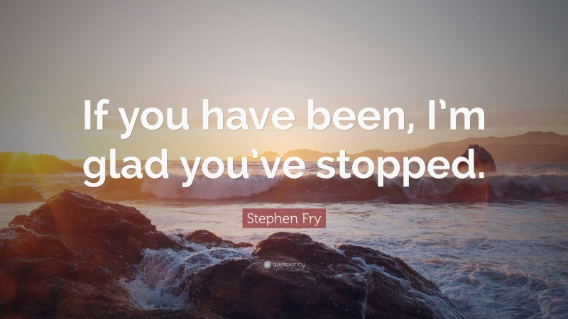 Stephen Fry Quote: “If you have been, I’m glad you’ve stopped.”