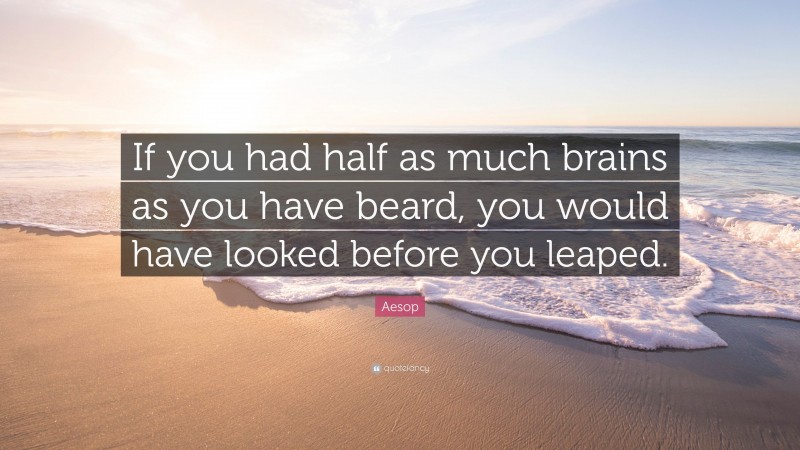 Aesop Quote: “If you had half as much brains as you have beard, you would have looked before you leaped.”