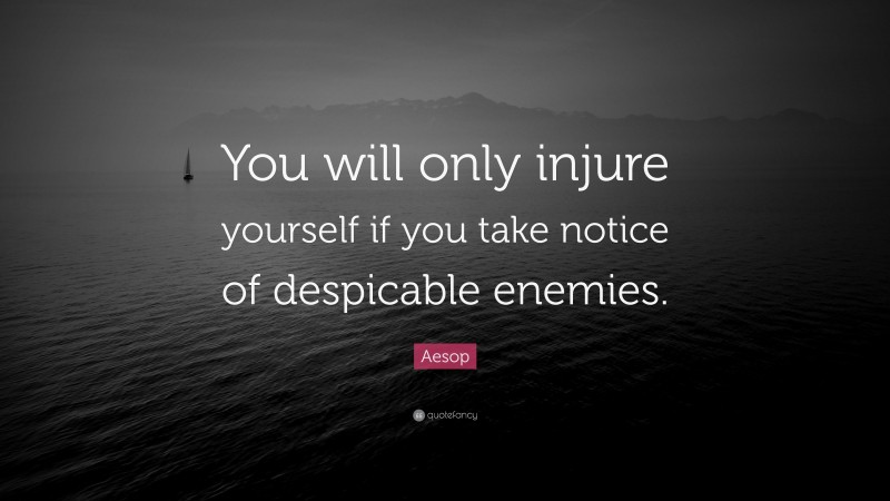 Aesop Quote: “You will only injure yourself if you take notice of despicable enemies.”