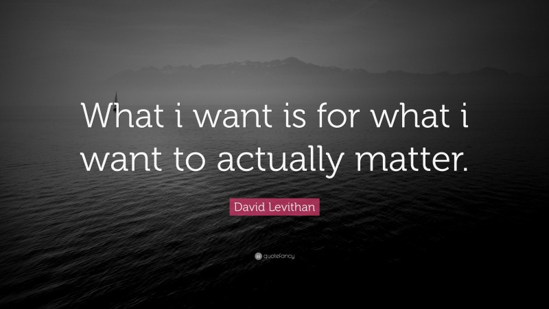 David Levithan Quote: “What i want is for what i want to actually matter.”