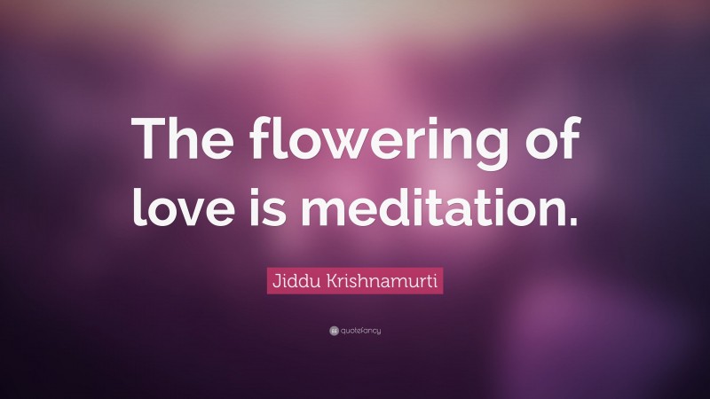 Jiddu Krishnamurti Quote: “The flowering of love is meditation.”