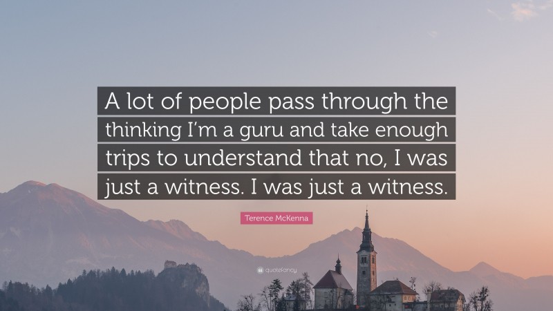 Terence McKenna Quote: “A lot of people pass through the thinking I’m a guru and take enough trips to understand that no, I was just a witness. I was just a witness.”