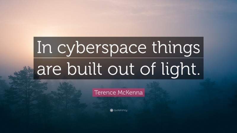 Terence McKenna Quote: “In cyberspace things are built out of light.”