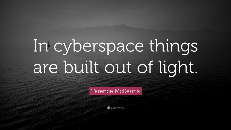 Terence McKenna Quote: “In cyberspace things are built out of light.”