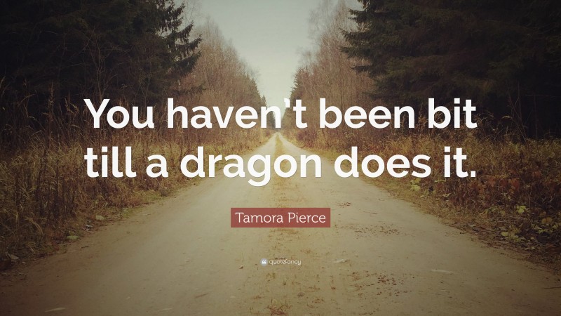 Tamora Pierce Quote: “You haven’t been bit till a dragon does it.”