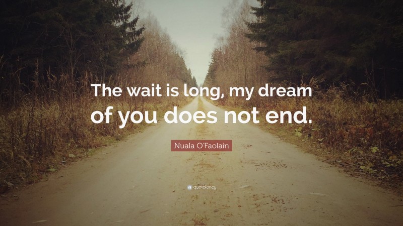 Nuala O'Faolain Quote: “The wait is long, my dream of you does not end.”