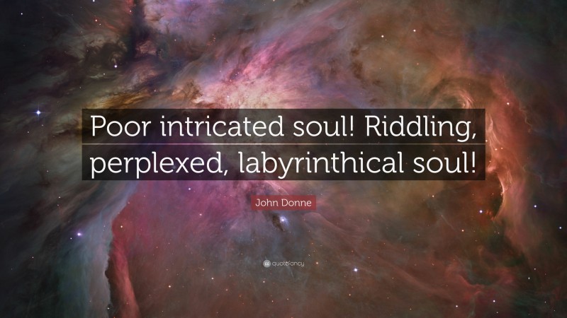John Donne Quote: “Poor intricated soul! Riddling, perplexed, labyrinthical soul!”