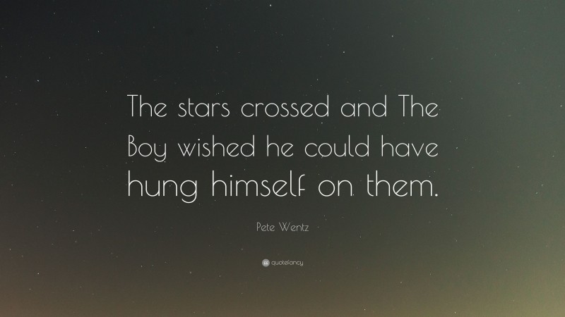 Pete Wentz Quote: “The stars crossed and The Boy wished he could have hung himself on them.”