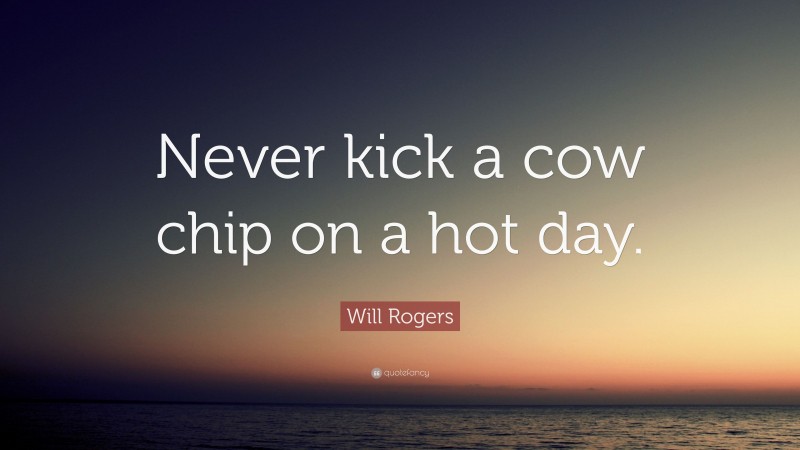 Will Rogers Quote: “Never kick a cow chip on a hot day.”