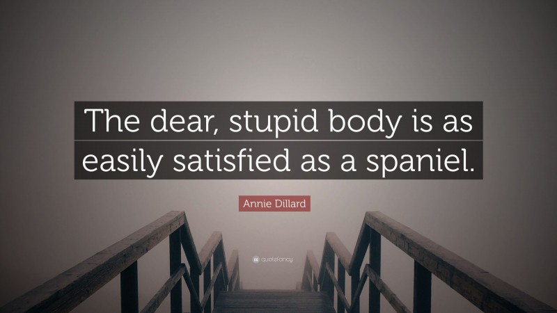 Annie Dillard Quote: “The dear, stupid body is as easily satisfied as a spaniel.”