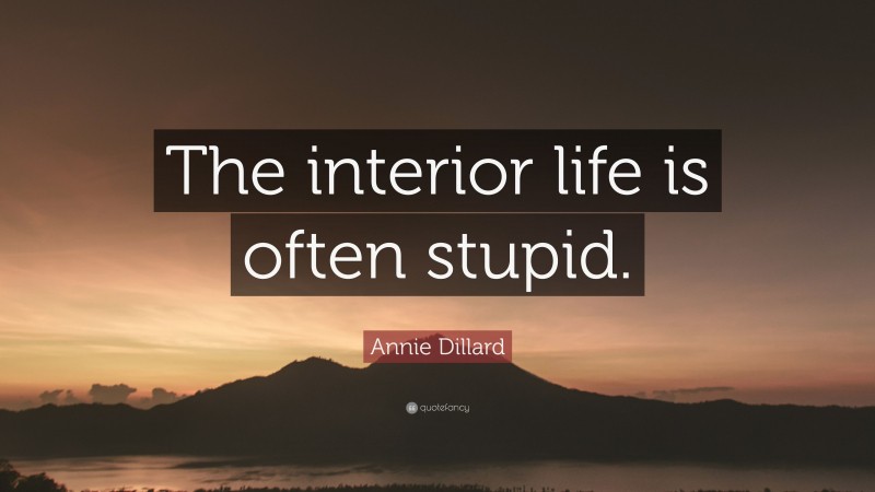 Annie Dillard Quote: “The interior life is often stupid.”
