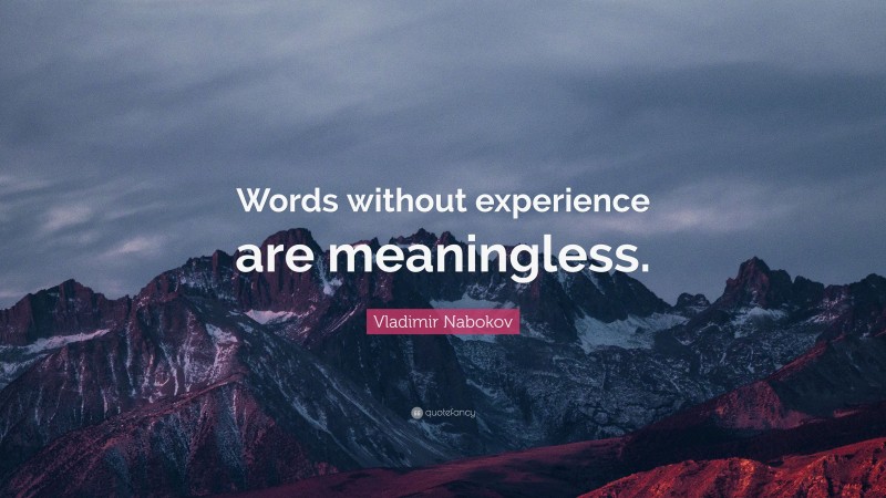 Vladimir Nabokov Quote: “Words without experience are meaningless.”