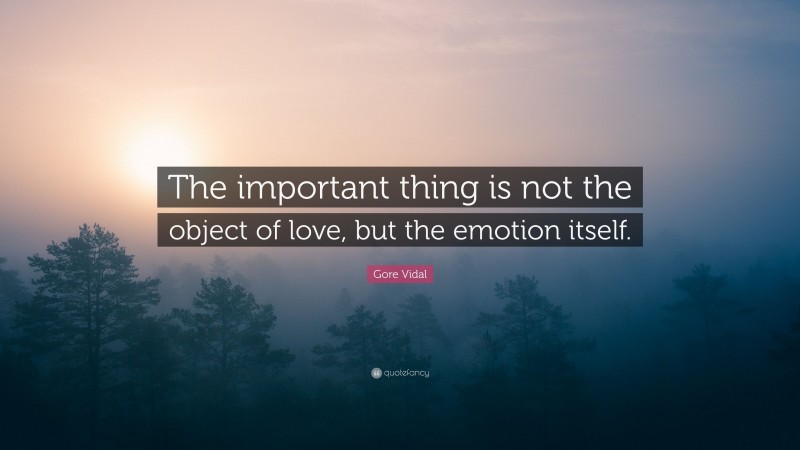 Gore Vidal Quote: “The important thing is not the object of love, but the emotion itself.”