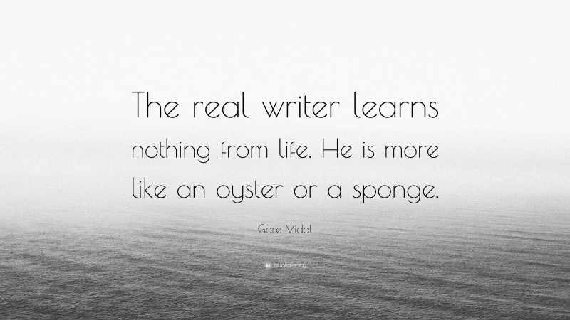 Gore Vidal Quote: “The real writer learns nothing from life. He is more like an oyster or a sponge.”