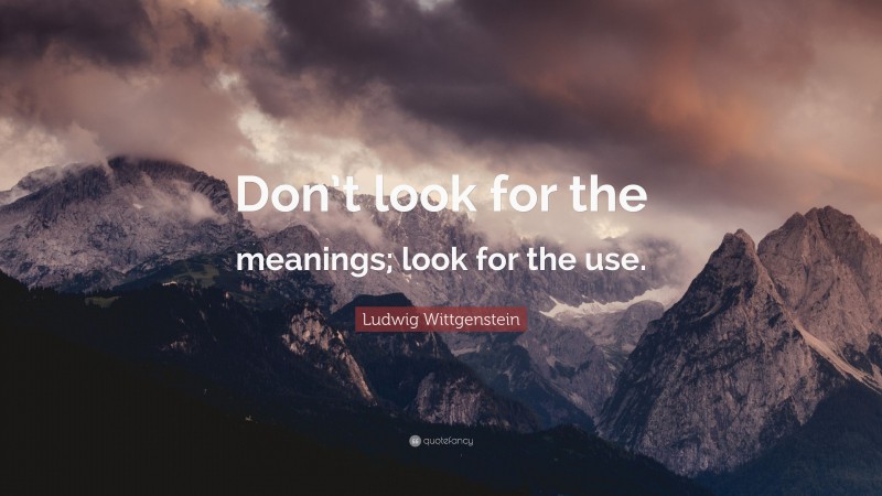 Ludwig Wittgenstein Quote: “Don’t look for the meanings; look for the use.”