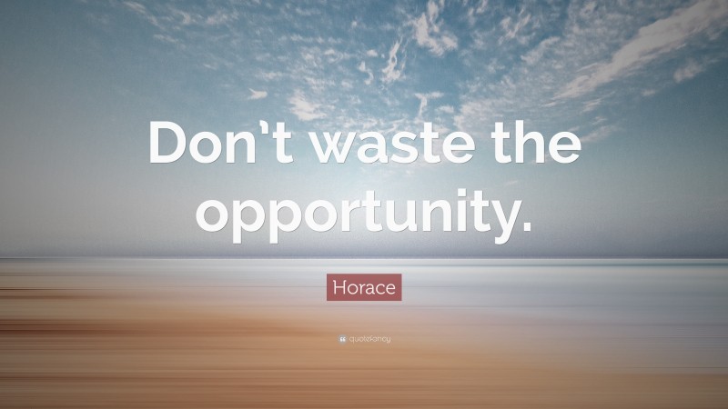 Horace Quote: “Don’t waste the opportunity.”