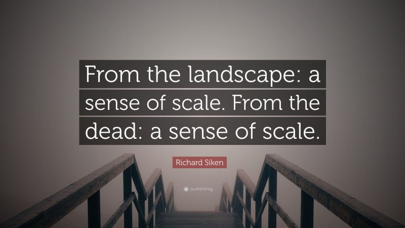 Richard Siken Quote: “From the landscape: a sense of scale. From the dead: a sense of scale.”