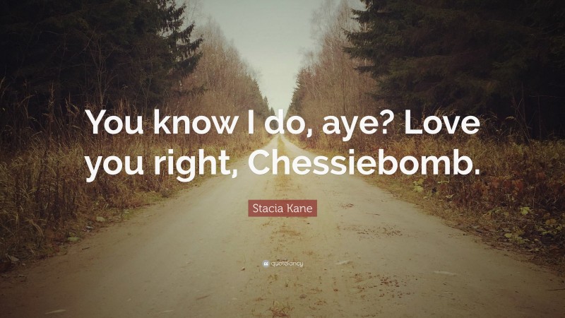 Stacia Kane Quote: “You know I do, aye? Love you right, Chessiebomb.”