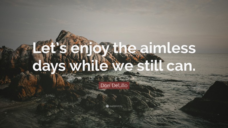 Don DeLillo Quote: “Let’s enjoy the aimless days while we still can.”