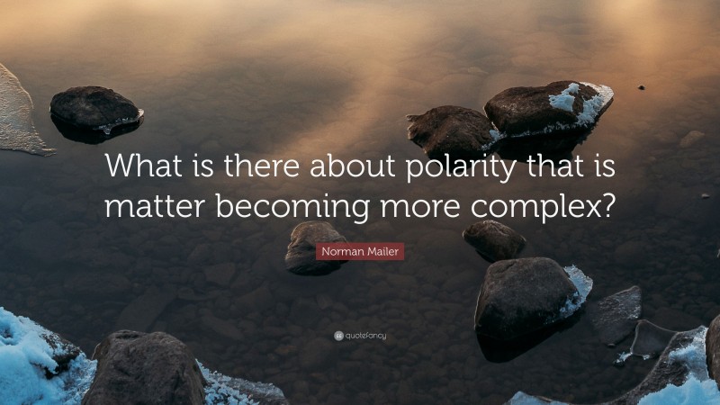 Norman Mailer Quote: “What is there about polarity that is matter becoming more complex?”