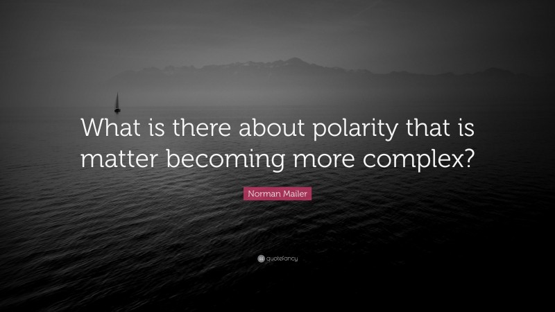 Norman Mailer Quote: “What is there about polarity that is matter becoming more complex?”