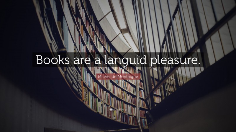 Michel de Montaigne Quote: “Books are a languid pleasure.”