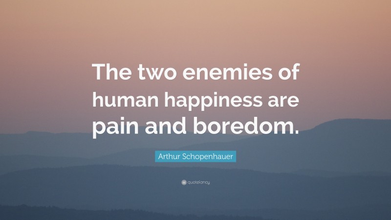 Arthur Schopenhauer Quote: “The two enemies of human happiness are pain and boredom.”