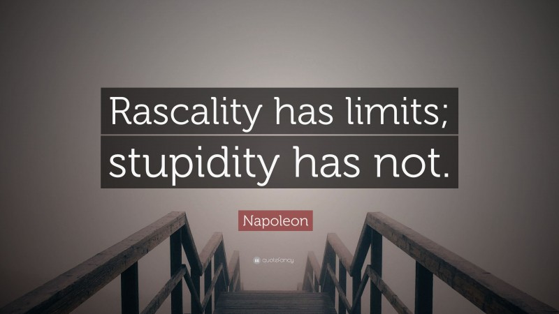Napoleon Quote: “Rascality has limits; stupidity has not.”