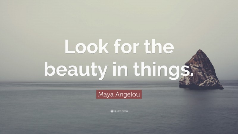 Maya Angelou Quote: “Look for the beauty in things.”