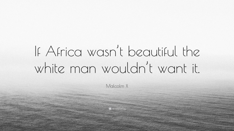 Malcolm X Quote: “If Africa wasn’t beautiful the white man wouldn’t want it.”