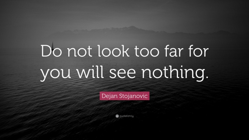 Dejan Stojanovic Quote: “Do not look too far for you will see nothing.”