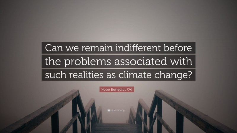 Pope Benedict XVI Quote: “Can we remain indifferent before the problems associated with such realities as climate change?”