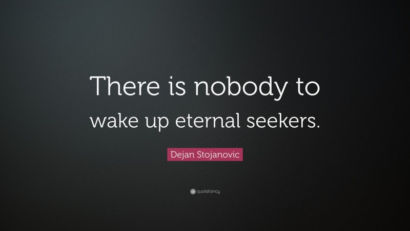 Dejan Stojanovic Quote: “There is nobody to wake up eternal seekers.”