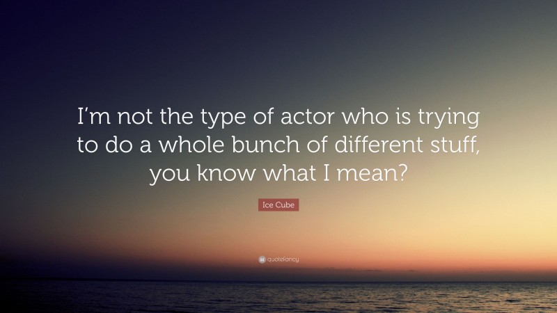 Ice Cube Quote: “I’m not the type of actor who is trying to do a whole bunch of different stuff, you know what I mean?”