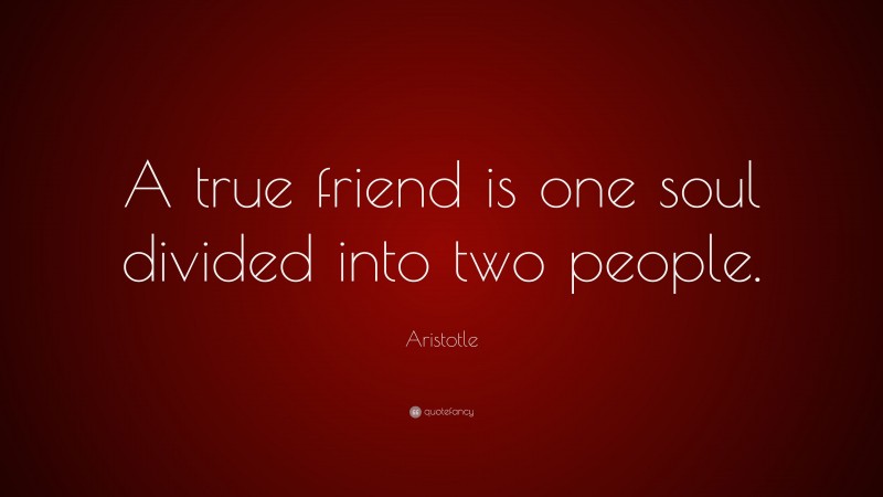 Aristotle Quote: “A true friend is one soul divided into two people.”