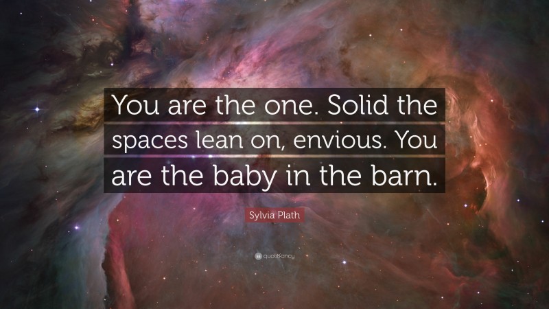Sylvia Plath Quote: “You are the one. Solid the spaces lean on, envious. You are the baby in the barn.”