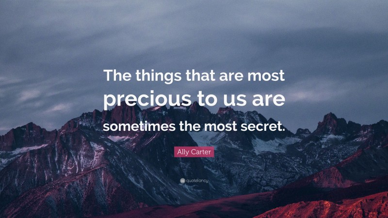 Ally Carter Quote: “The things that are most precious to us are sometimes the most secret.”