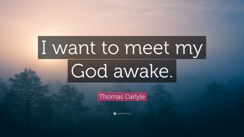 Thomas Carlyle Quote: “I want to meet my God awake.”