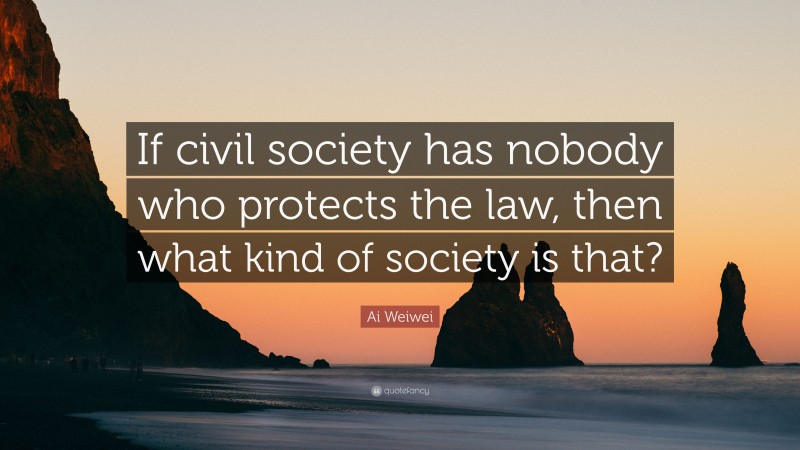Ai Weiwei Quote: “If civil society has nobody who protects the law, then what kind of society is that?”